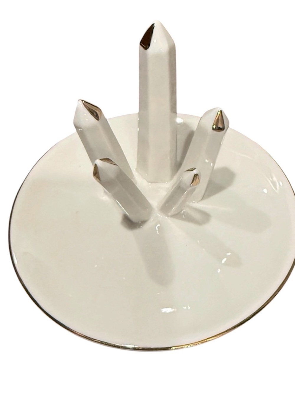 Blumarche Ceramic Ring Holder Jewelry Organizer Gold Accent Dish